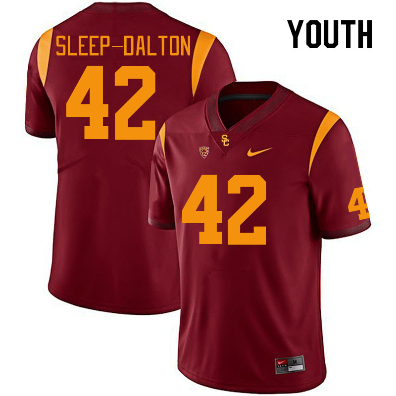 Youth #42 Aadyn Sleep-Dalton USC Trojans College Football Jerseys Stitched Sale-Cardinal - Click Image to Close